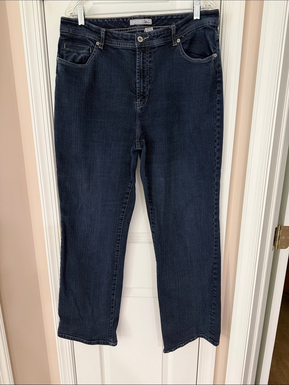 Chico's Dark Indigo Straight-Leg Jeans, Size 3